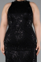 Long Black Beaded Plus Size Evening Dress ABU5063