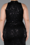 Long Black Beaded Plus Size Evening Dress ABU5063