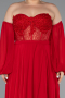 Long Red Chiffon Plus Size Evening Dress ABU6142