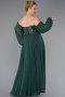 Emerald Green Long Chiffon Plus Size Evening Dress ABU6142