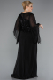 Long Black Chiffon Plus Size Evening Gown ABU5093