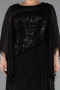 Long Black Chiffon Plus Size Evening Gown ABU5093