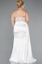White Long Satin Plus Size Prom Dress ABU3855