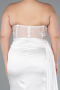 White Long Satin Plus Size Prom Dress ABU3855