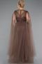 Long Brown Beaded Plus Size Engagement Dress ABU5050