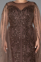 Long Brown Beaded Plus Size Engagement Dress ABU5050