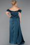 Oil Green Long Satin Plus Size Evening Dress ABU1626