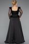 Long Black Beaded Plus Size Engagement Dress ABU4761