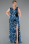 Long Blue Plus Size Evening Gown ABU5018