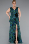 Long Green Plus Size Evening Gown ABU5018