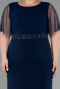 Midi Navy Blue Plus Size Cocktail Dress ABK2381