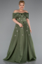 Olive Drab Long Satin Plus Size Evening Gown ABU4998