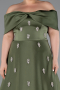 Olive Drab Long Satin Plus Size Evening Gown ABU4998