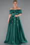 Emerald Green Long Satin Plus Size Evening Gown ABU4998