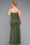 Long Olive Drab Beaded Plus Size Evening Gown ABU5010