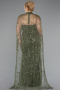 Long Olive Drab Beaded Plus Size Evening Gown ABU5010