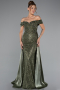 Long Olive Drab Beaded Evening Dress ABU5099