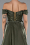 Long Olive Drab Beaded Evening Dress ABU5099
