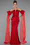 Long Red Dantelle Evening Dress ABU5102