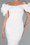 White Stoned Strapless Sleeve Accessories Long Mermaid Evening Gown ABU4509