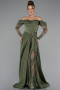 Olive Drab Long Satin Evening Dress ABU5054