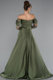 Olive Drab Long Satin Evening Dress ABU5054