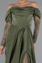 Olive Drab Long Satin Evening Dress ABU5054