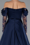 Navy Blue Long Satin Evening Dress ABU5054
