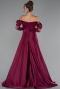 Plum Long Satin Evening Dress ABU5054