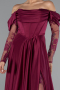 Long Plum Satin Evening Dress ABU6356