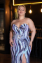 Long Blue Plus Size Evening Dress ABU5025
