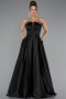 Long Black Satin Prom Gown ABU5105