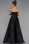 Long Black Satin Prom Gown ABU5105