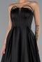 Long Black Satin Prom Gown ABU5105