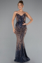 Long Navy Blue Scaly Mermaid Prom Dress ABU5112