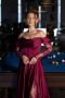Plum Long Satin Evening Dress ABU5054