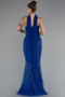 Long Sax Blue Beaded Evening Dress ABU5131