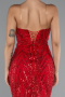 Red Long Scaly Mermaid Prom Dress ABU5112