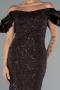 Dark Brown Stoned Strapless Sleeve Accessories Long Mermaid Evening Gown ABU4509