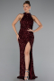 Long Burgundy Scaly Evening Dress ABU5135