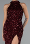 Long Burgundy Scaly Evening Dress ABU5135