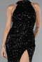 Long Black Scaly Evening Dress ABU5135
