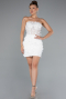 White 3D Floral Lace Detachable Sleeves Mini Wedding Dress ABG130