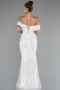 Long White Beaded Evening Dress ABU5137