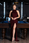 Long Burgundy Scaly Evening Dress ABU5135