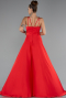 Long Red Satin Prom Gown ABU5146