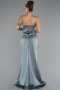 Long Turquoise Satin Mermaid Evening Gown ABU5149