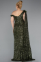 Long Olive Drab Scaly Plus Size Evening Dress ABU5151