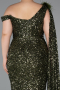 Long Olive Drab Scaly Plus Size Evening Dress ABU5151