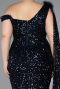 Long Navy Blue Scaly Plus Size Evening Dress ABU5151